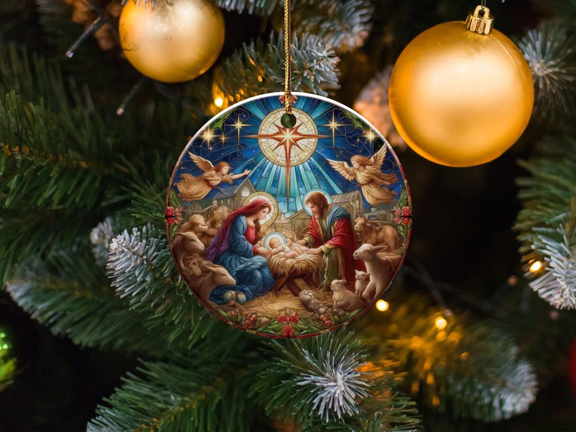 Nativity Christmas Ornament Trees, Religious Ornament, Christmas Decor, Angel Ornament, Baby Jesus Ornament, Ideas For Christmas Trees, Gift idea DCLAF14